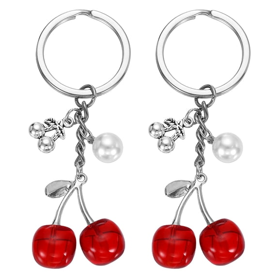 Uxcell Purse Charm Cherry Keychains, 2 Pack Cherry Keychain Cute Handbag Accessories for Women Wallet Backpack Pendant Keyring Keys Fashion Gift, Light Red2