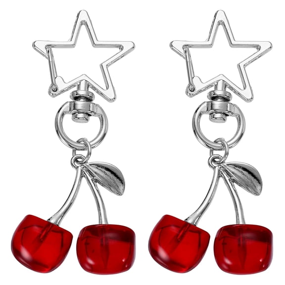 Uxcell Purse Charm Cherry Keychains, 2 Pack Cherry Keychain Cute Handbag Accessories for Women Wallet Backpack Pendant Keyring Keys Fashion Gift, Red2