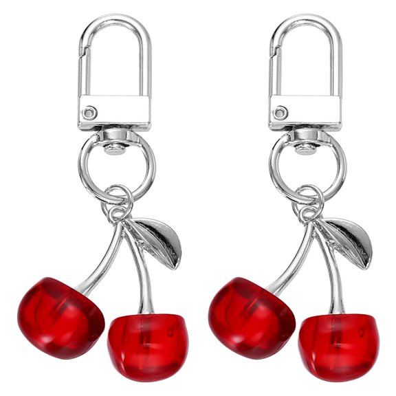 Uxcell Purse Charm Cherry Keychains, 2 Pack Cherry Keychain Cute Handbag Accessories for Women Wallet Backpack Pendant Keyring Keys Fashion Gift, Red3