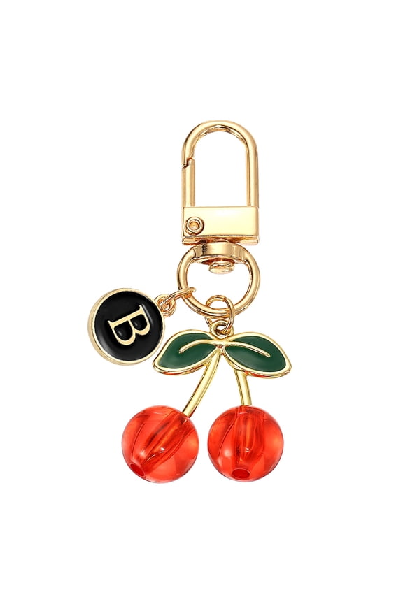 Purse Charm Cherry Keychains, Cherry Keychain Cute Handbag Accessories with Letter B for Women Wallet Backpack Pendant Keyring Keys Fashion Gift, Light Red
