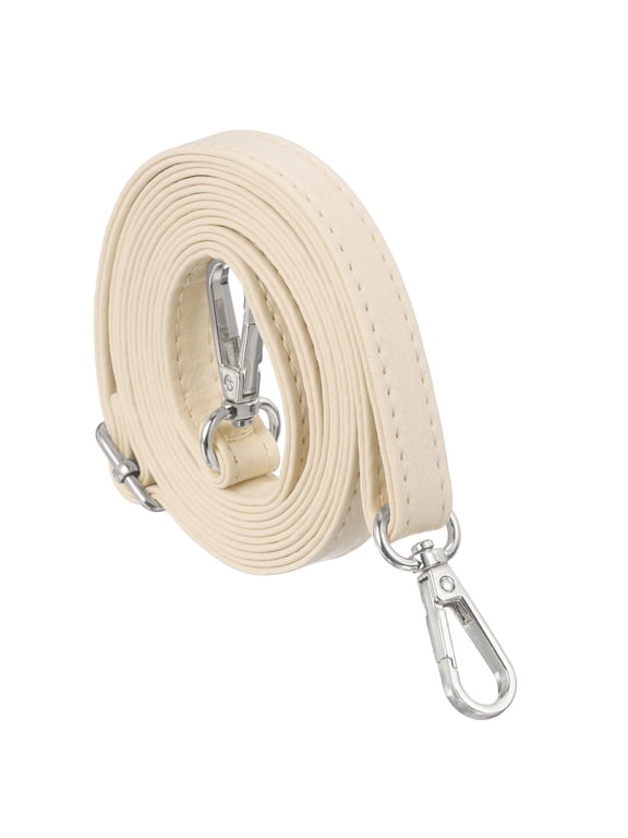 Purse Strap Replacement, 55.1 Inch Length Adjustable PU Leather Purse Chain Strap for Crossbody Shoulder Handbags Bag, Beige (Silver Buckle)