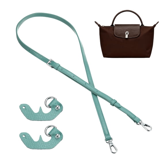 Uxcell Purse Straps Replacement, 0.5" Adjustable Leather Strap Crossbody Handbag Shoulder Strap Conversion Kit for Mini Pouch, Handcrafted Bag Accessories, Blue Silver