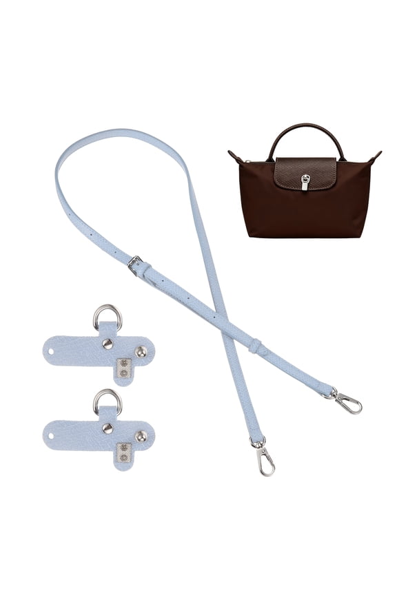 Purse Straps Replacement, Adjustable Leather Strap Crossbody Handbag Shoulder Strap Conversion Kit for Mini Pouch, Tote Bag, Handcrafted Bag Accessories, Lavender