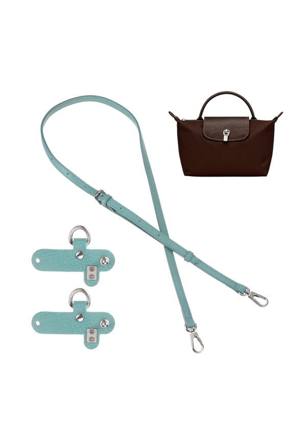 Purse Straps Replacement, Adjustable Leather Strap Crossbody Handbag Shoulder Strap Conversion Kit for Mini Pouch, Tote Bag, Handcrafted Bag Accessories, Blue