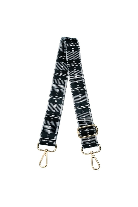 Purse Straps Replacement Crossbody, 51 Inch Wide Shoulder Bag Strap Adjustable Canvas Straps for Handbag Wallet Clutch Crossbody Bags, Black Grid