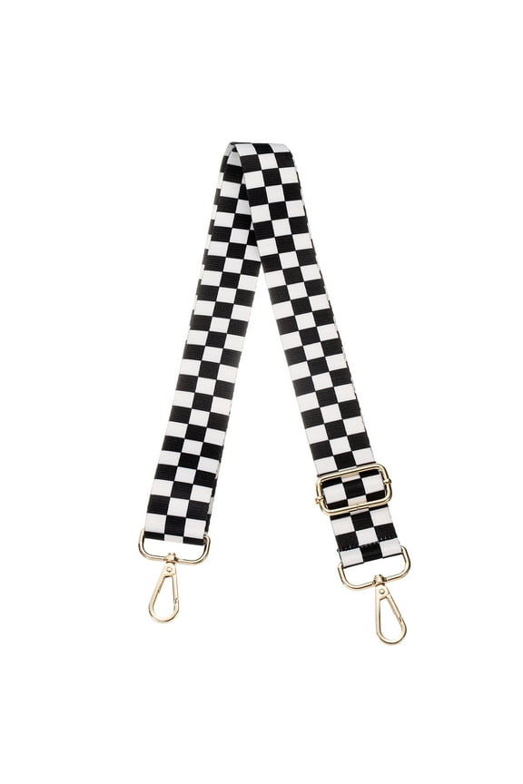 Purse Straps Replacement Crossbody, 51 Inch Wide Shoulder Bag Strap Adjustable Canvas Straps for Handbag Wallet Clutch Crossbody Bags, Black White Grid