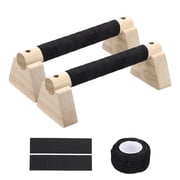 Uxcell Push Up Bars, Wooden Parallettes Bars, 2Pcs 25cm Wooden Push Up Handle with Non-Slip Base and Grip for Strength Training Planks Calisthenics Equipment