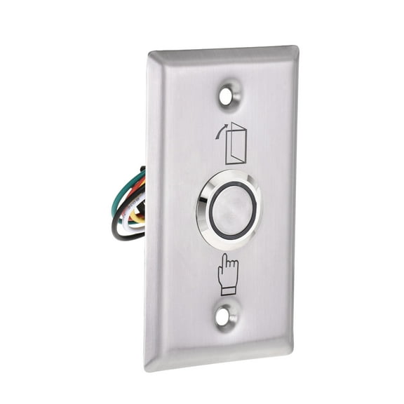Uxcell Push Button Switch Door Open Access Control with LED Indicator 86mmx50mm DC 12V 3A Silver Tone