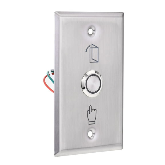 Uxcell Push Button Switch Door Open Access Control with LED Indicator Stainless Steel Panel 115mmx70mm DC 12V 3A