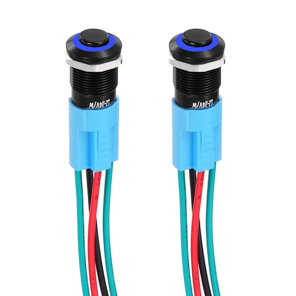 Uxcell Push Button Switch High Top Button for Car Boat Systems with LED Ring Head Indicator Blue