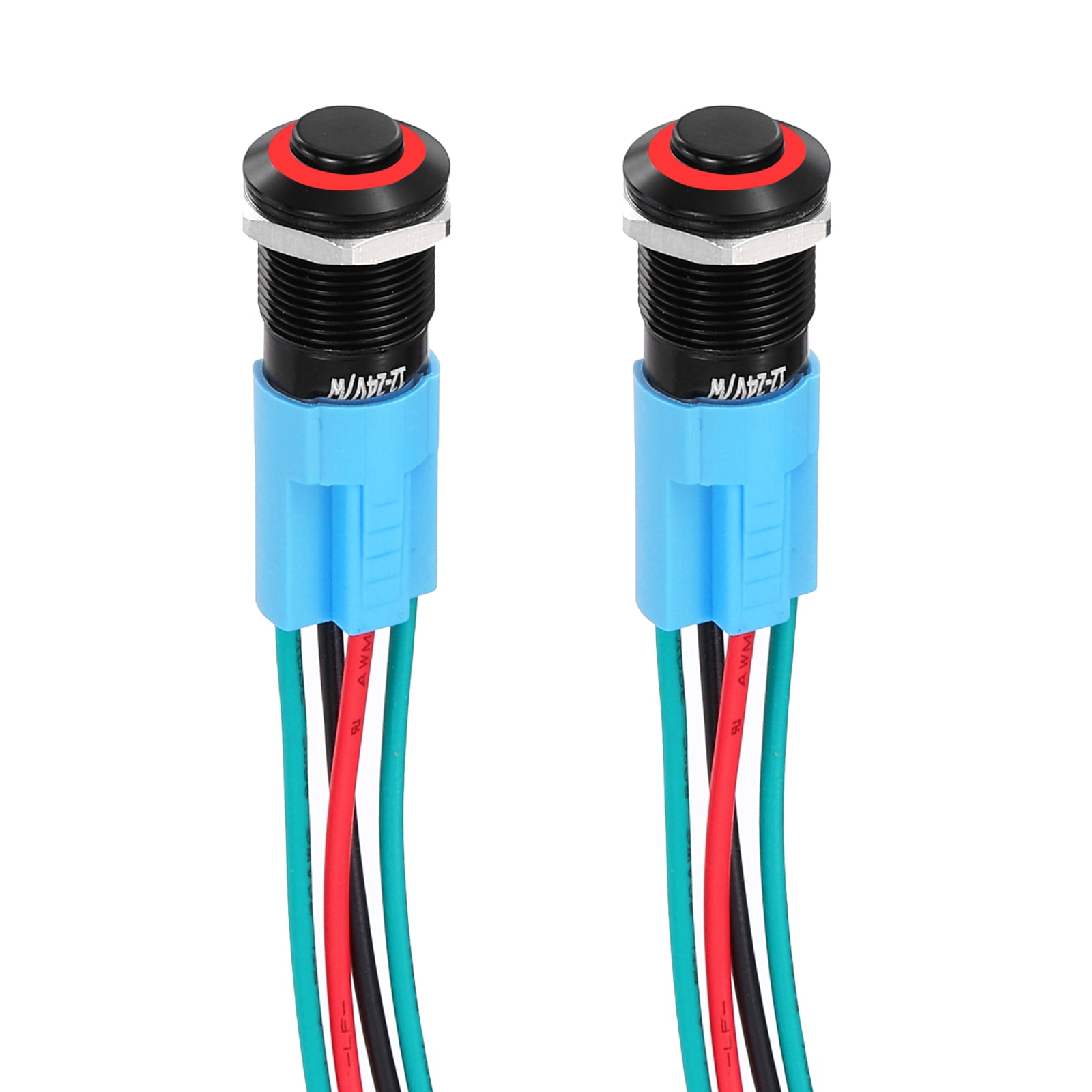 Uxcell Push Button Switch High Top Button for Car Boat Systems with LED ...