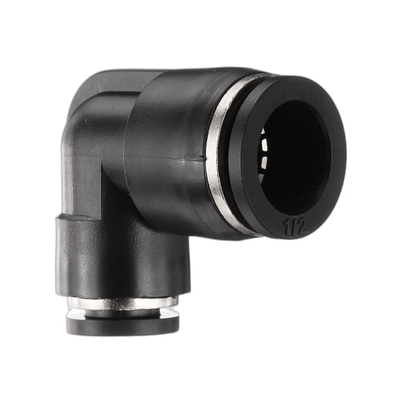 Uxcell Push to Connect Fitting 1/2" 5/16" Tube OD 90 Degree Quick Connector Push to Connect Adapter Zinc Alloy Air Line Hose Fittings for Industry Air System PV1/2-5/16, Black