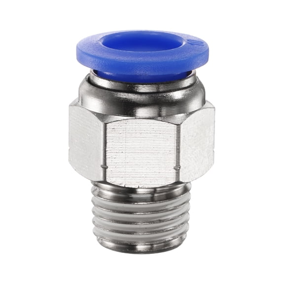 Uxcell Push to Connect Fitting 10mm Tube OD x 1/4" NPT Thread Male Straight Quick Connector Copper Air Line Hose Fittings for Industry Air System PC10-N02, Blue