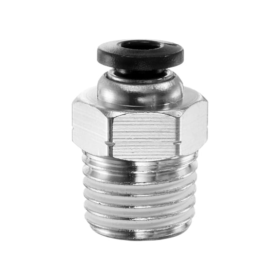 Uxcell Push to Connect Fitting 4mm Tube OD x 1/4" NPT Thread Male Straight Quick Connector Copper Air Line Hose Fittings for Industry Air System PC4-N02, Black