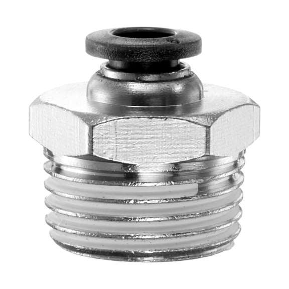 Uxcell Push to Connect Fitting 6mm Tube OD x 1/2" NPT Thread Male Straight Quick Connector Copper Air Line Hose Fittings for Industry Air System PC6-N04, Black
