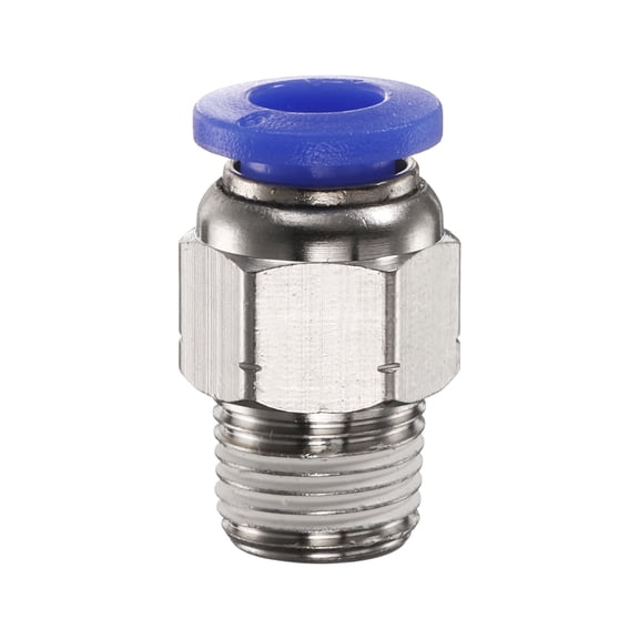 Uxcell Push to Connect Fitting 6mm Tube OD x 1/8" NPT Thread Male Straight Quick Connector Copper Air Line Hose Fittings for Industry Air System PC6-N01, Blue
