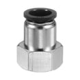 thumbnail image 1 of Uxcell Push to Connect Fittings 1/2" Tube OD x 1/2" NPT Thread Female Straight Pneumatic Tube Fittings PCF1/2-N04 Quick Connect Air Line Fittings Air Hose Fittings, Black, 1 of 7