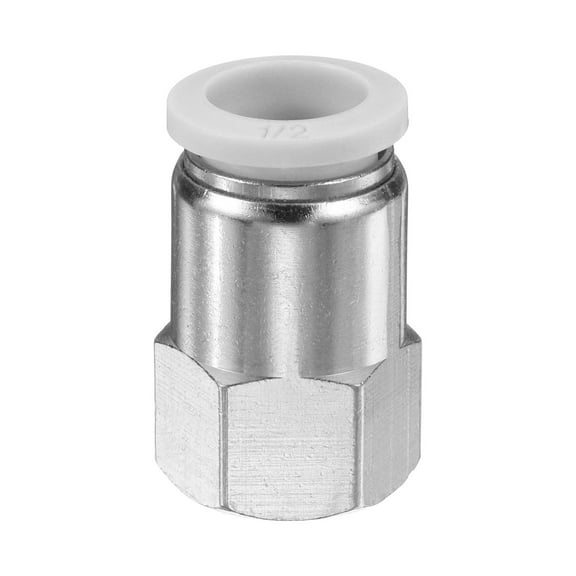 Uxcell Push to Connect Fittings 1/2" Tube OD x 1/4" NPT Thread Female Straight Pneumatic Tube Fittings PCF1/2-N02 Quick Connect Air Line Fittings Air Hose Fittings, White