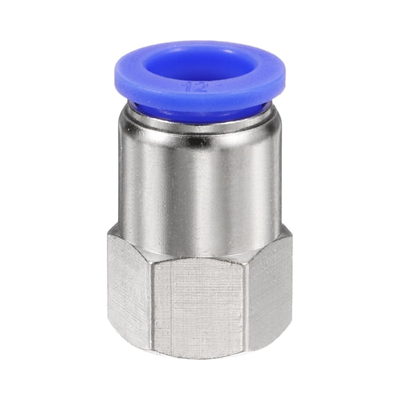 Uxcell Push to Connect Fittings 12mm Tube OD x 1/4" NPT Thread Female Straight Pneumatic Tube Fittings PCF12-N02 Quick Connect Air Line Fittings Air Hose Fittings, Blue