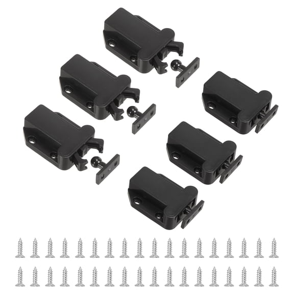 Uxcell Push Latch, (Black) (6 Pcs), Rebound Self-Locking Device Touch Latch Safe Push Latch, Suit for Cabinet/Drawer/Wardrobe/Kitchen Door