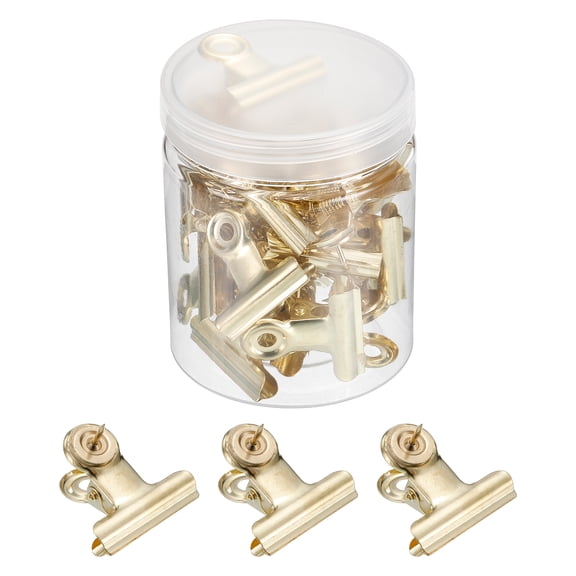 Uxcell Push Pin Clips Metal Thumb Tacks with Clip for Office, Gold 20 pack