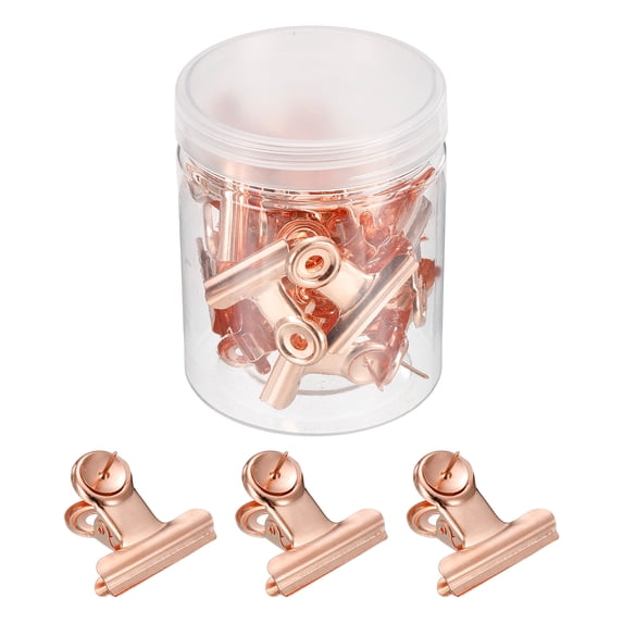 Uxcell Push Pin Clips Metal Thumb Tacks with Clip for Office, Rose Gold ...