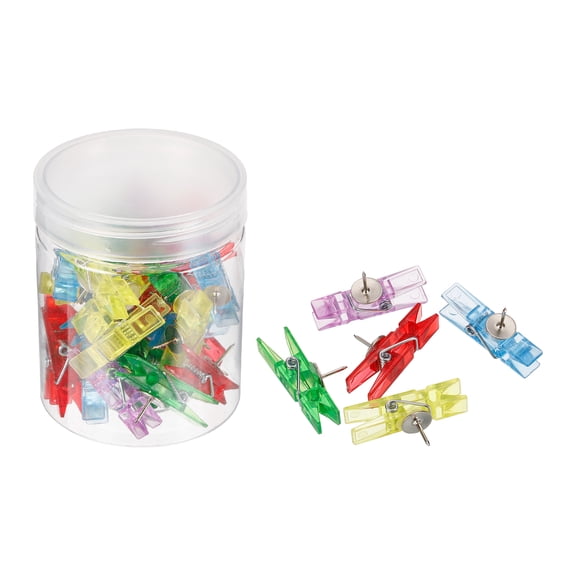 Uxcell Push Pin Clips Mini Thumb Tacks Craft Clip, Multicolor 30 Pack