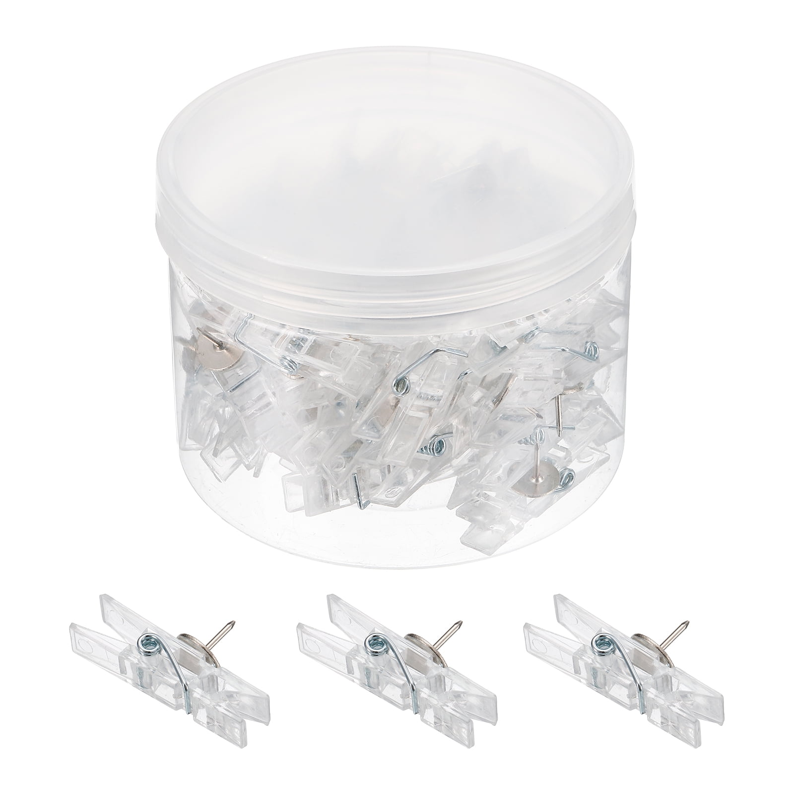 Uxcell Push Pin Clips Mini Thumb Tacks Craft Clip for Artwork, Clear 50 ...