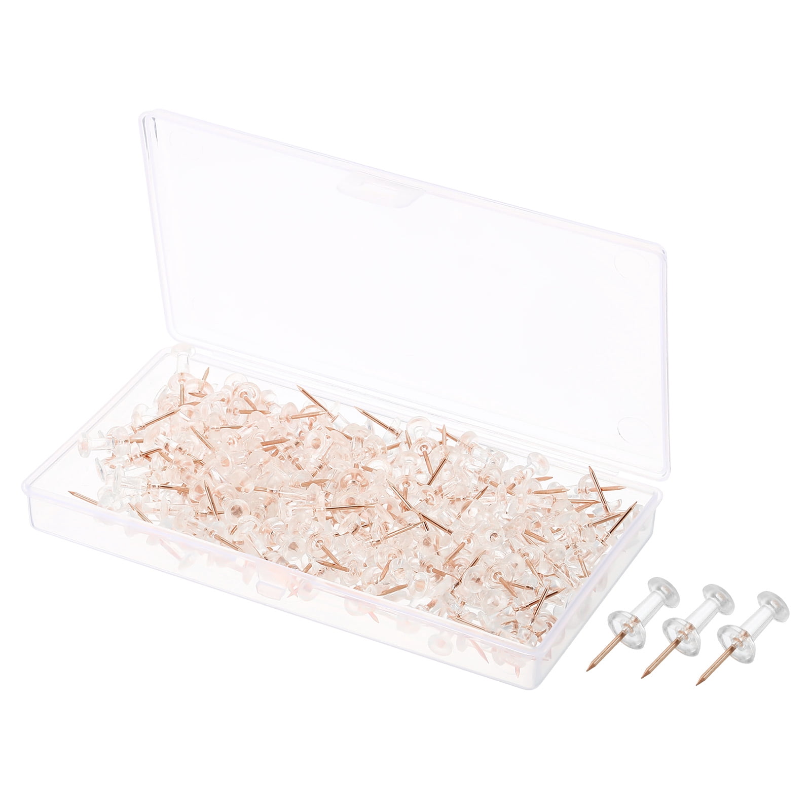 Clear Push Pins Rose 200Pcs Thumb Tacks Standard Pins Gold Steel Point ...