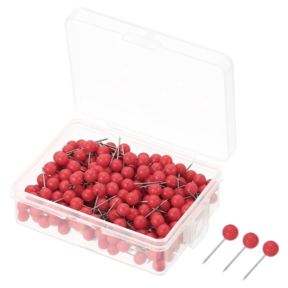 Uxcell Push Pins Plastic Head Thumb Map Tacks Steel Point, Red 300 Pack