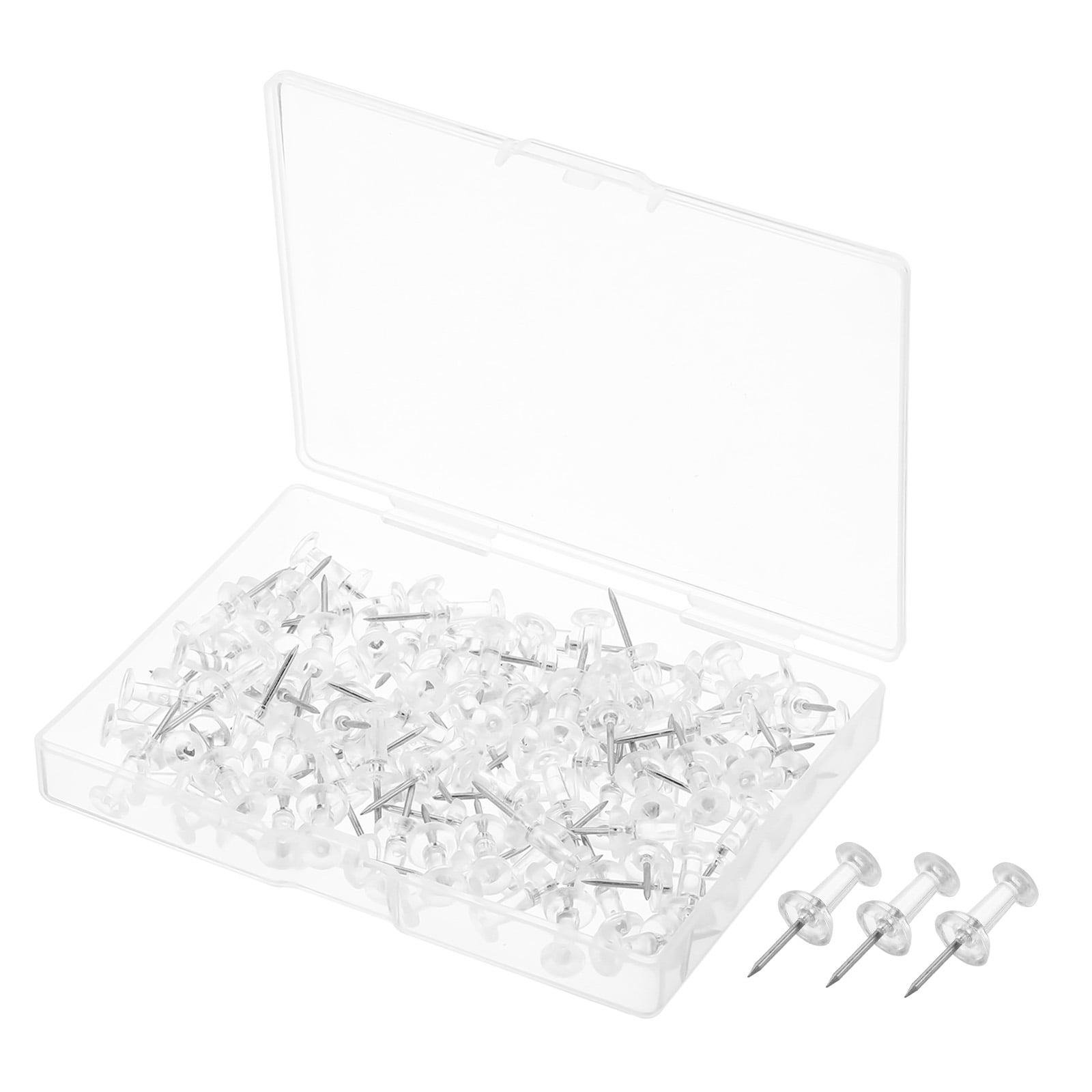 Uxcell Push Pins Plastic Head Thumb Tacks Silver Steel Point