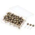 thumbnail image 1 of Uxcell Push Pins Round Head Thumb Map Tacks Steel Point, Gold Tone 100 Pack, 1 of 5