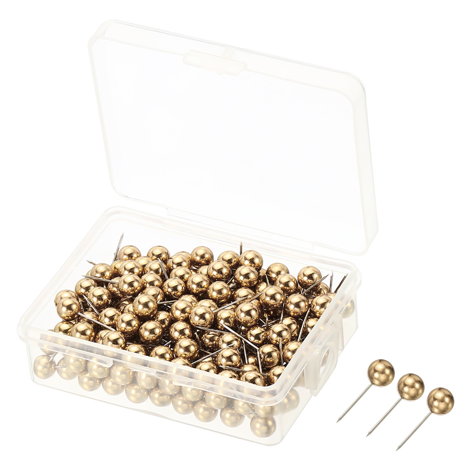 Uxcell Push Pins Round Head Thumb Map Tacks Steel Point, Gold Tone 200