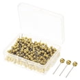 thumbnail image 1 of Uxcell Push Pins Round Head Thumb Map Tacks Steel Point, Golden 400 Pack, 1 of 5