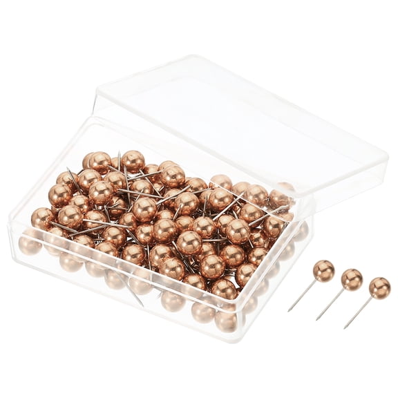 Uxcell Push Pins Round Head Thumb Map Tacks Steel Point, Rose Gold 100 Pack