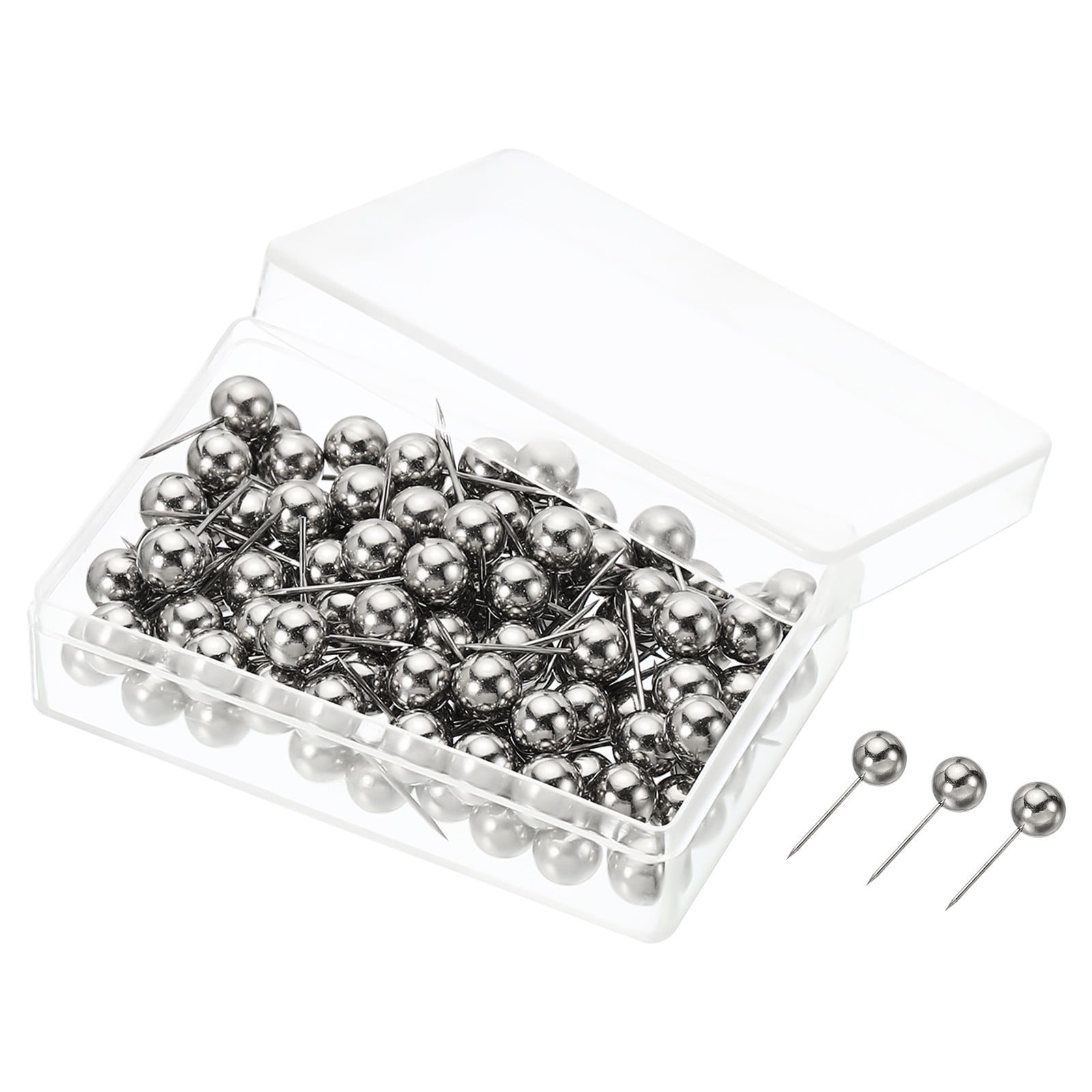 Uxcell Push Pins Round Head Thumb Map Tacks Steel Point, Silver Tone 100 Pack