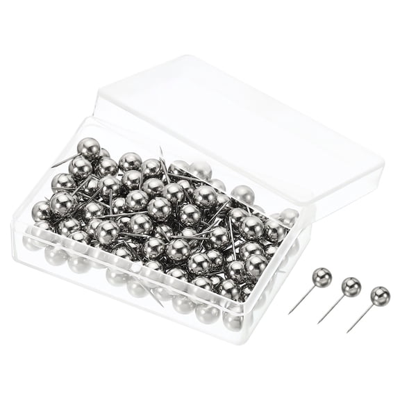 Uxcell Push Pins Round Head Thumb Map Tacks Steel Point, Silver Tone 100 Pack