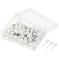 thumbnail image 1 of Uxcell Push Pins Round Head Thumb Map Tacks Steel Point, White 100 Pack, 1 of 5