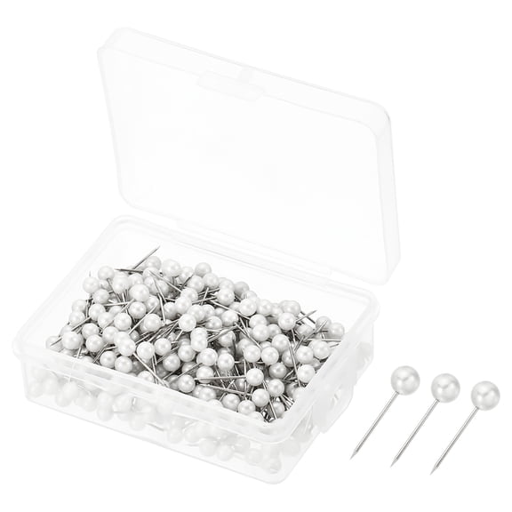 Uxcell Push Pins Round Head Thumb Map Tacks Steel Point, White 400 Pack