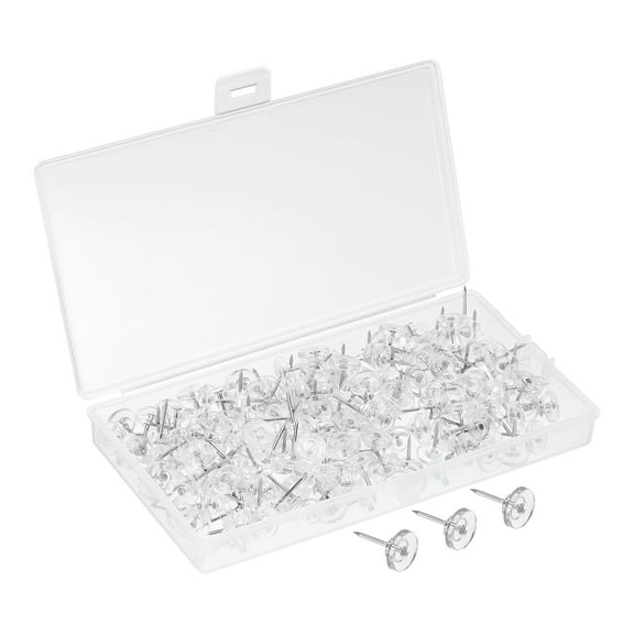 Uxcell Push Pins, Round Plastic Thumb Tacks Steel Point, Clear 200 Pack