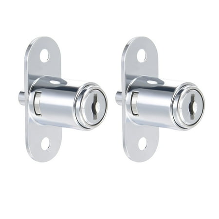 Uxcell Push Plunger Lock 19mm x 23mm Cylinder Zinc Alloy Keyed Different 2Pcs