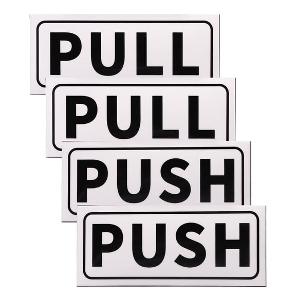 Uxcell Push Pull Door Sign 2"x5" Adhesive Horizontal Pull Push Sticker White 2 Set
