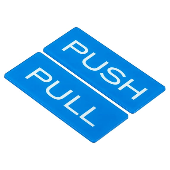 Uxcell Push Pull Door Sign Acrylic Self Adhesive Rectangle Sticker Blue 2 Pack