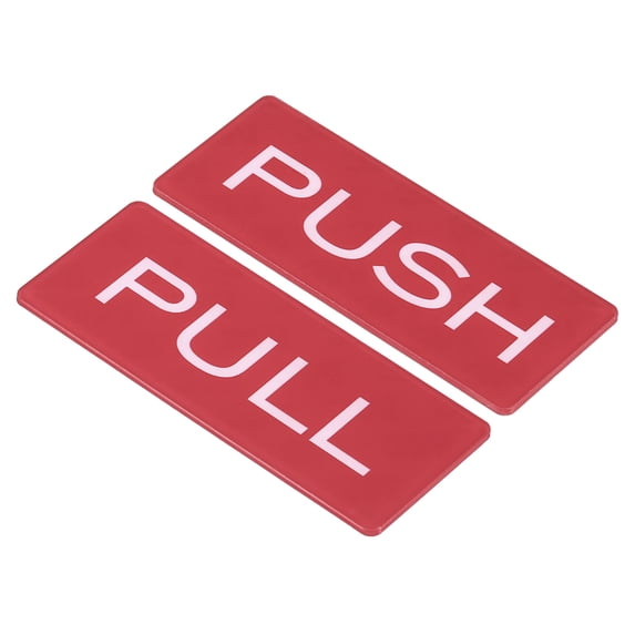 Uxcell Push Pull Door Sign Acrylic Self Adhesive Rectangle Sticker Red 2 Pack