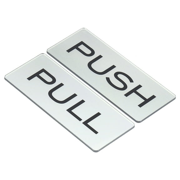Uxcell Push Pull Door Sign Acrylic Self Adhesive Rectangle Sticker Silver 2 Pack