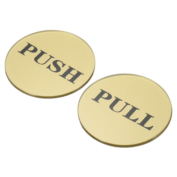 Uxcell Push Pull Door Sign Acrylic Self Adhesive Round Sticker Golden 4 Pack