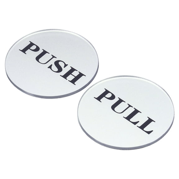 Uxcell Push Pull Door Sign Acrylic Self Adhesive Round Sticker Silver 4 Pack