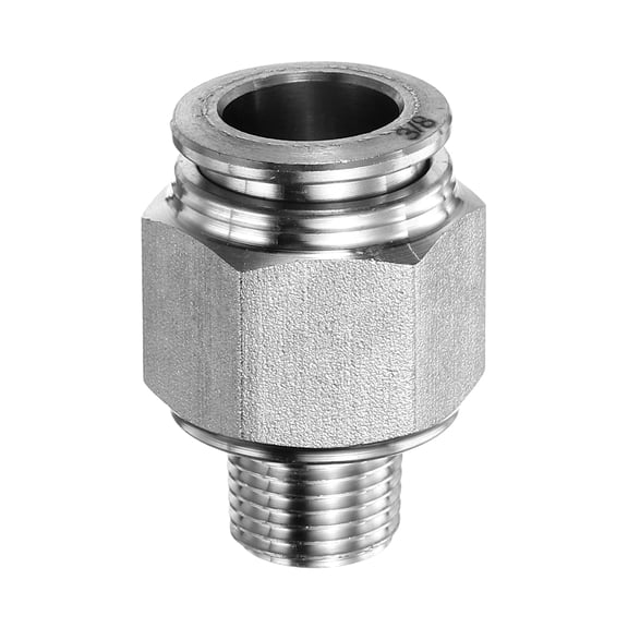 Uxcell Push to Connect Fitting 3/8" x 1/8" Thread Stainless Steel Straight Union