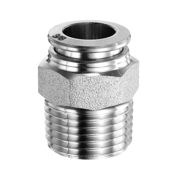 Uxcell Push to Connect Fitting 3/8" x 3/8" Thread Stainless Steel Straight Union