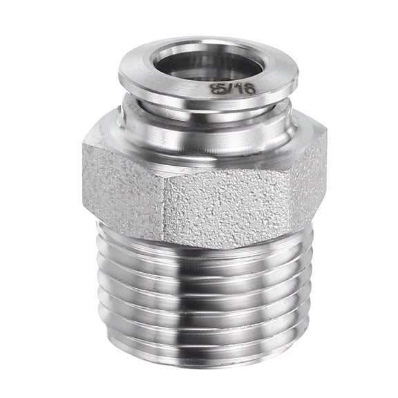 Uxcell Push to Connect Fitting 5/16" x 3/8" Thread Stainless Steel Straight Union